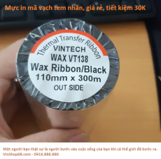 Ruy băng mực Vintech Wax VT138, mực in mã vạch
